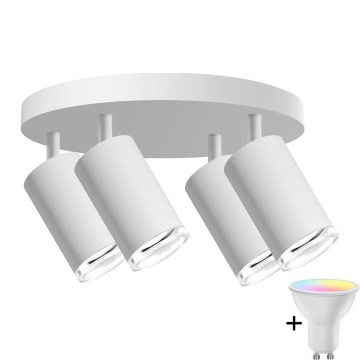 Spot LED RGBW dimmable pour salle de bains TURYN 4xGU10/6,5W/230V 2700-6500K Wi-Fi IP44 blanc