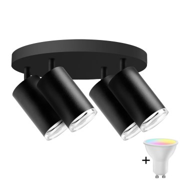 Spot LED RGBW dimmable pour salle de bains TURYN 4xGU10/6,5W/230V 2700-6500K Wi-Fi IP44 noir