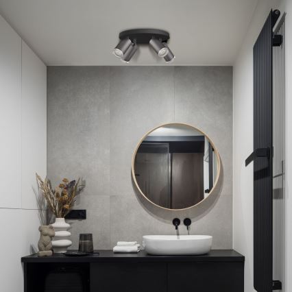 Spot LED RGBW dimmable pour salle de bains TURYN 4xGU10/6W/230V 3000K IP44 noir + télécommande