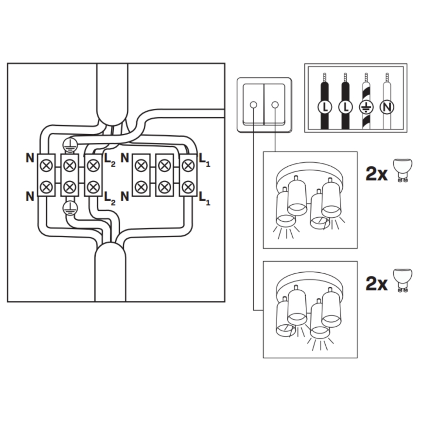 Spot LED RGBW dimmable pour salle de bains TURYN 4xGU10/6W/230V 3000K IP44 noir + télécommande