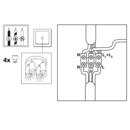 Spot LED RGBW dimmable pour salle de bains TURYN 4xGU10/6W/230V 3000K IP44 noir + télécommande