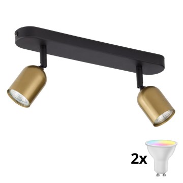 Spot LED RGBW dimmable TOP 2xGU10/6,5W/230V 2700-6500K doré/noir