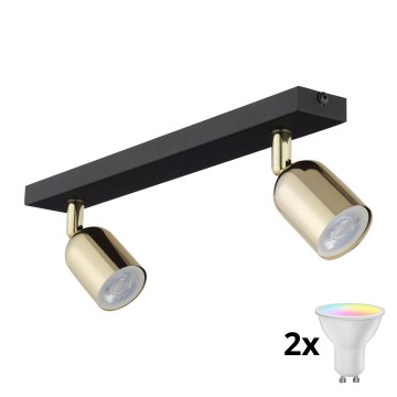 Spot LED RGBW dimmable TOP 2xGU10/6,5W/230V 2700-6500K noir/doré
