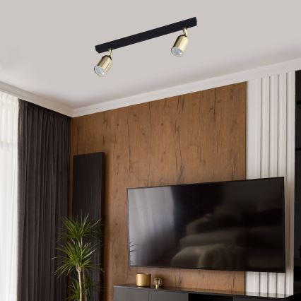 Spot LED RGBW dimmable TOP 2xGU10/6,5W/230V 2700-6500K noir/doré
