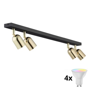 Spot LED RGBW dimmable TOP 4xGU10/6,5W/230V 2700-6500K noir/doré