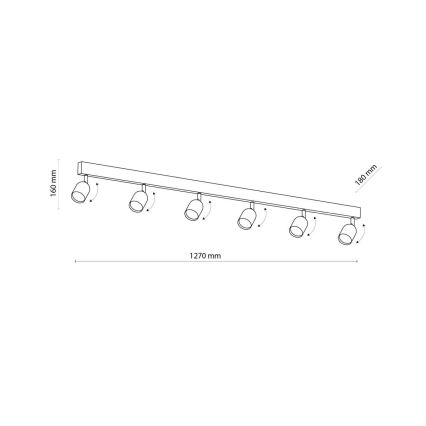 Spot LED RGBW dimmable TOP 6xGU10/6,5W/230V 2700-6500K noir/or