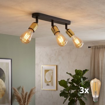 Spot LED TOP 3xE27/15W/230V noir/doré