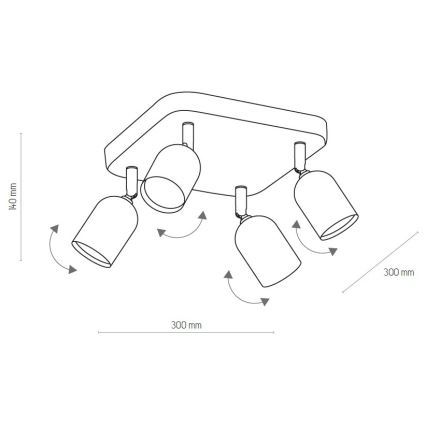 Spot LED TOP 4xGU10/10W/230V noir