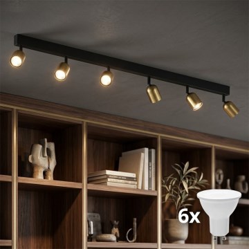 Spot LED TOP 6x GU10/10W/230V doré/noir