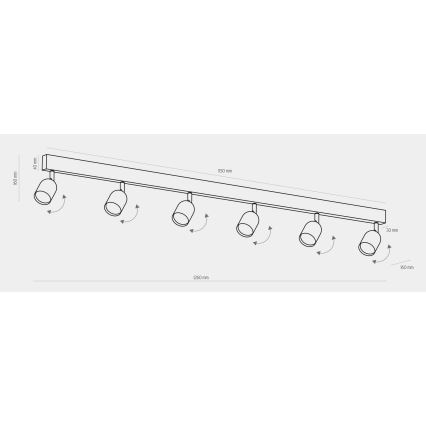 Spot LED TOP 6x GU10/10W/230V doré/noir