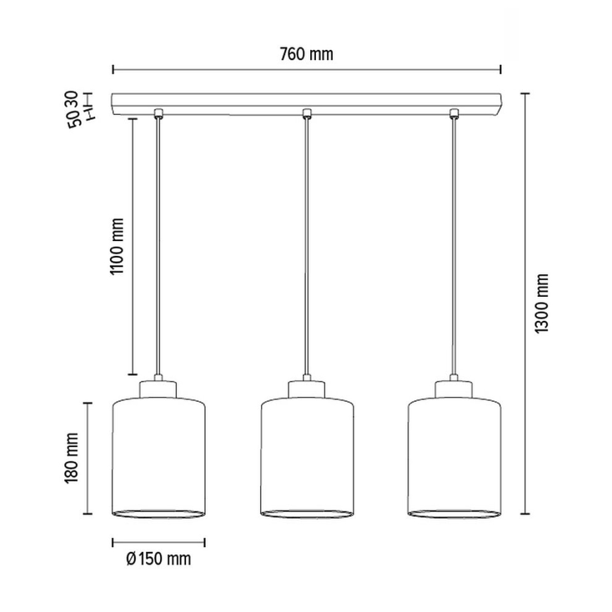 Suspension filaire ZEFIR 3xE27/60W/230V chêne