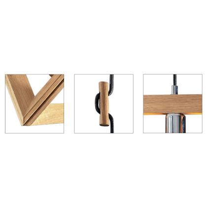 Suspension sur câble TRIGONON 1xE27/60W/230V chêne mat