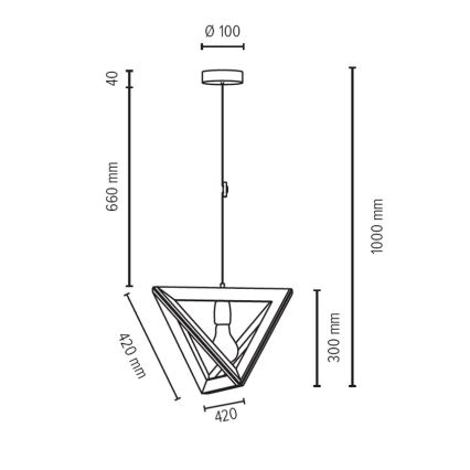 Suspension filaire TRIGONON 1xE27/60W/230V - certifié FSC