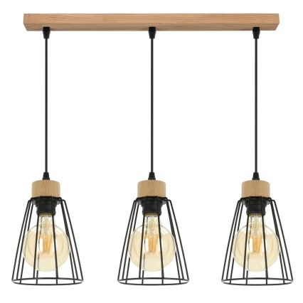 Spot-Light - Suspension filaire ORAZIO 3xE27/60W/230V chêne - certifié FSC