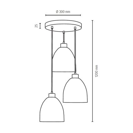 Suspension filaire AURA 3xE27/60W/230V hêtre - certifié FSC