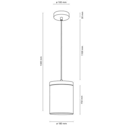 Suspension filaire MONSUN 1xE27/60W/230V pin - certifié FSC