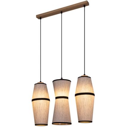 Suspension filaire AMIGO 3xE27/25W/230V chêne