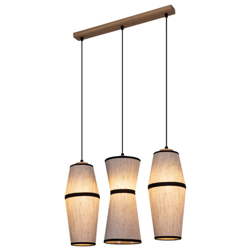 Suspension filaire AMIGO 3xE27/25W/230V chêne