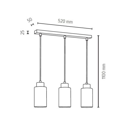 Suspension filaire BOSCO 3xE27/60W/230V bouleau - certifié FSC