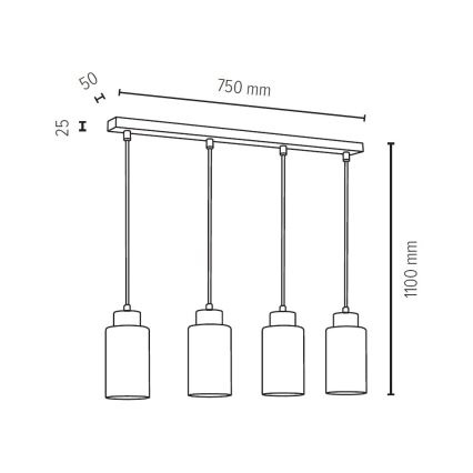 Suspension filaire BOSCO 4xE27/60W/230V - certifié FSC