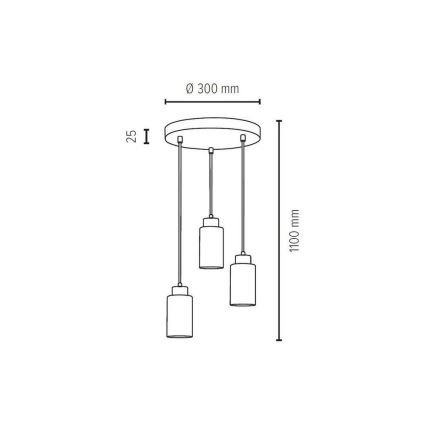 Suspension filaire BOSCO 3xE27/60W/230V - certifié FSC