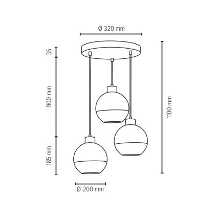 Suspension filaire FRESH 3xE27/60W/230V
