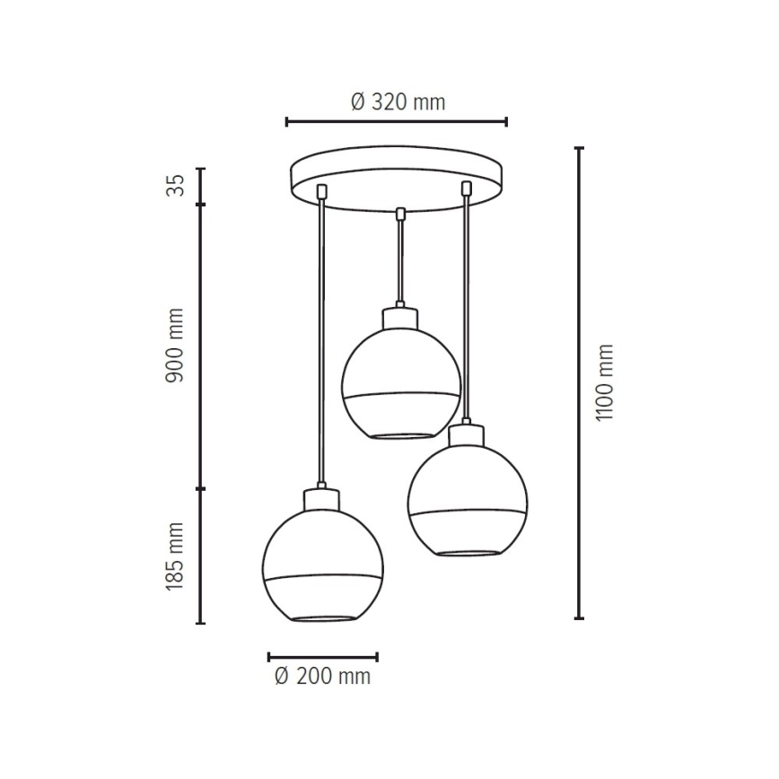 Suspension filaire FRESH 3xE27/60W/230V