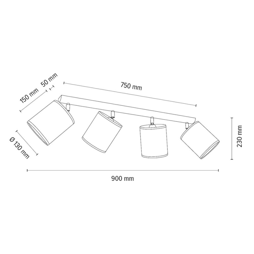 Plafonnier à spots BENITA 4xE27/25W/230V marron/chêne