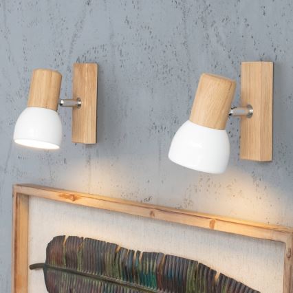 Spot mural orientable SVENDA 1xE27/60W/230V chêne