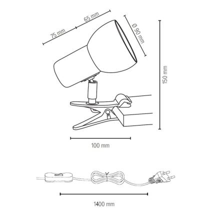 Lampe à pince SVENDA 1xE27/60W/230V hêtre