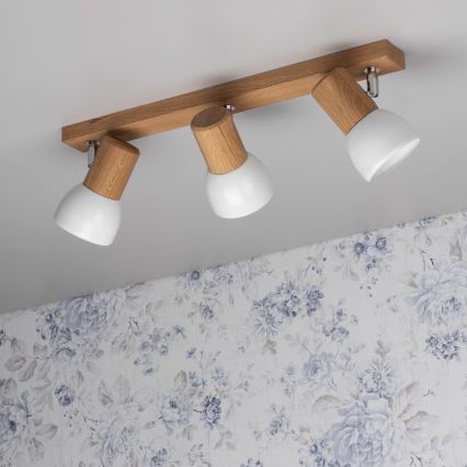 Spot d'éclairage SVENDA 3xE27/60W/230V chêne/blanc