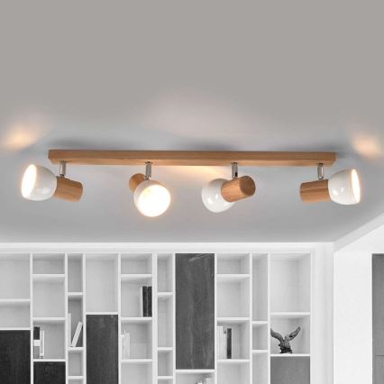 Spot directionnel SVENDA 4xE27/60W/230V chêne/blanc