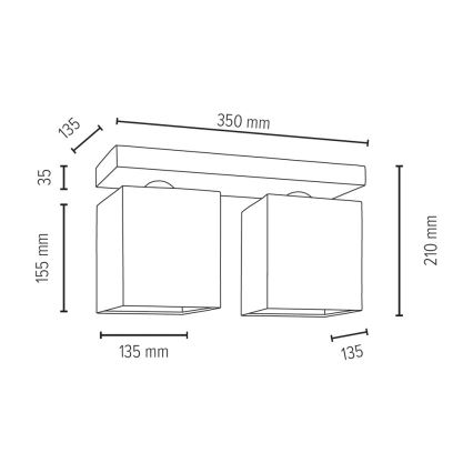 Plafonnier GREAT 2xE27/25W/230V béton - certifié FSC