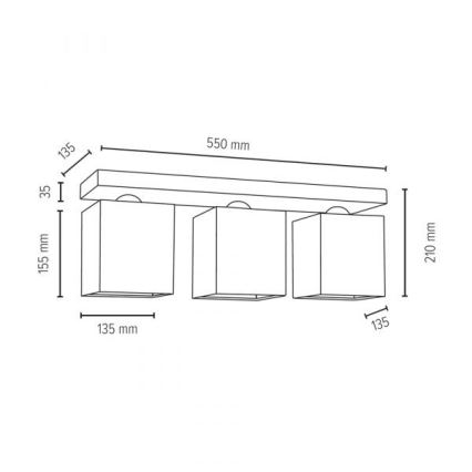 Plafonnier GREAT 3xE27/25W/230V béton - certifié FSC