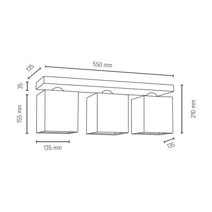 Plafonnier INGER 3xE27/25W/230V chêne - certifié FSC