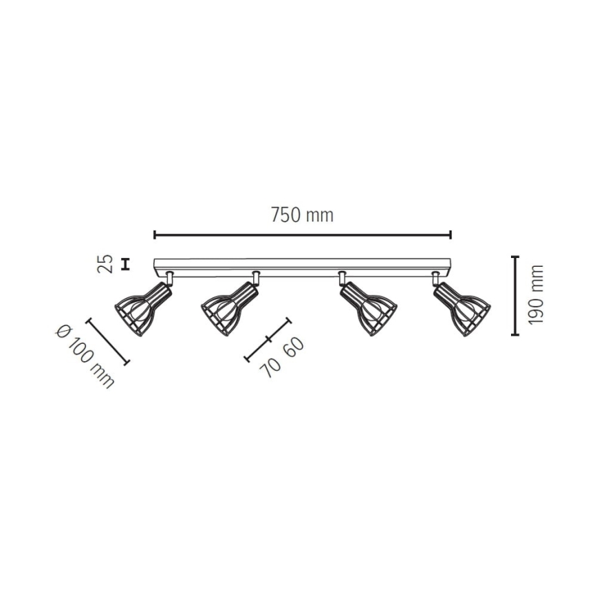 Spot MEGAN 4xE14/40W/230V chêne - certifié FSC
