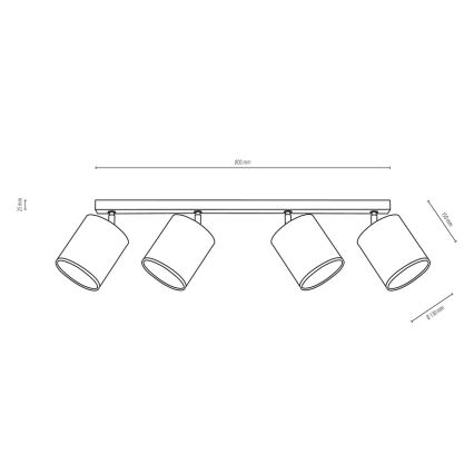 Spot APRILLIA 4xE27/25W/230V chêne blanc - certifié FSC