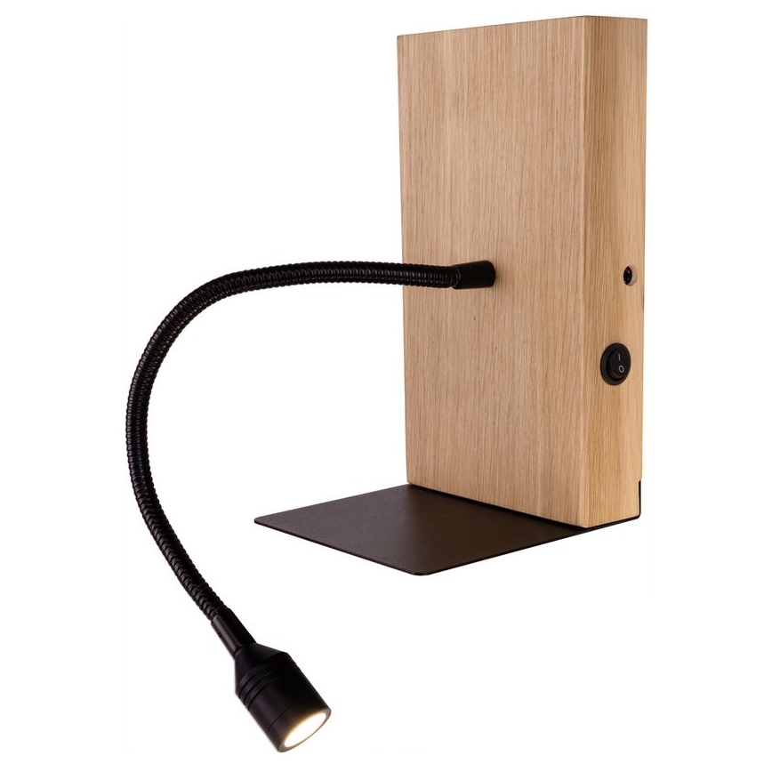 Applique murale LECTOR LED/2,5W/230V USB chêne – certifié FSC