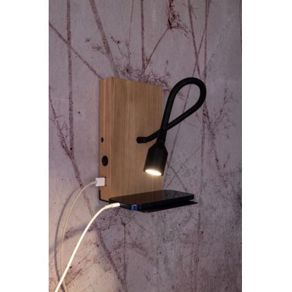 Applique murale LECTOR LED/2,5W/230V USB chêne