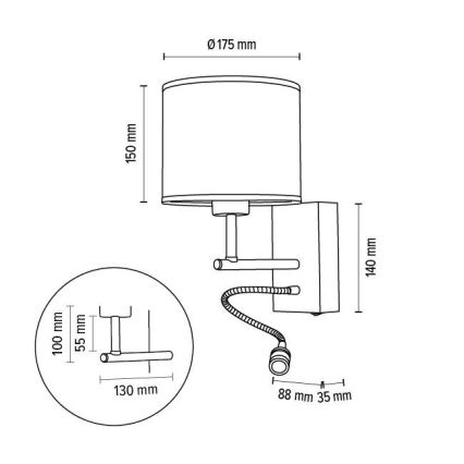Luminaire flexible BOHO 1xE27/25W + LED/1W/230V chêne - certifié FSC