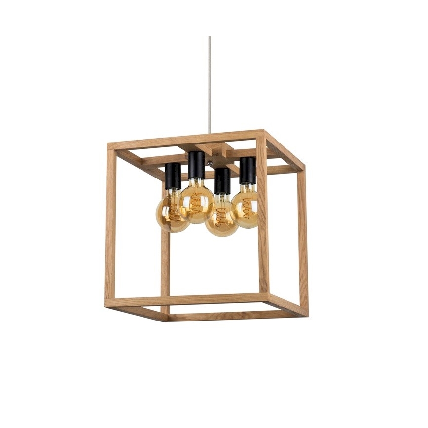Suspension filaire KAGO 4xE27/60W/230V chêne - certifié FSC