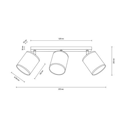 Spot de plafond BOHO 3xE27/25W/230V chêne - certifié FSC