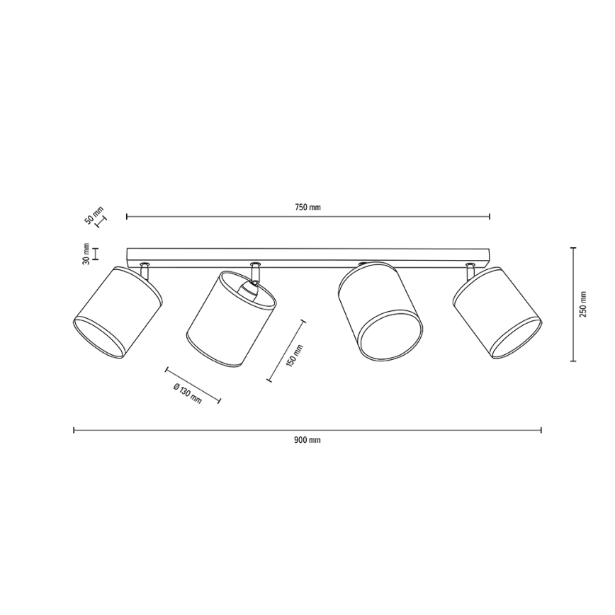 Plafonnier à spots BOHO 4xE27/25W/230V chêne