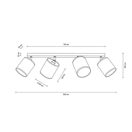 Spot de plafond BOHO 4xE27/25W/230V chêne - certifié FSC