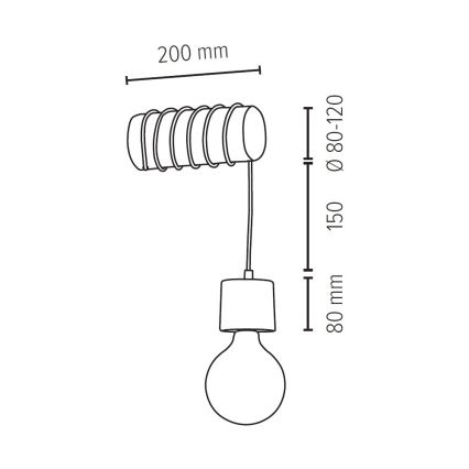 Applique murale TRABO 1xE27/60W/230V pin - certifié FSC