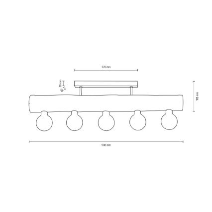 Lustre monté en surface TRABO 5xE27/60W/230V pin - certifié FSC