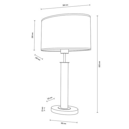 Lampe de table MERCEDES 1xE27/40W/230V 60 cm crème/chêne