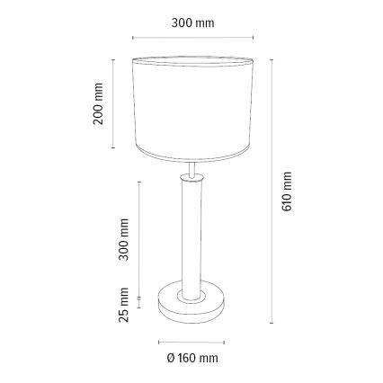 Lampe de table BENITA 1xE27/60W/230V 61 cm blanc/chêne