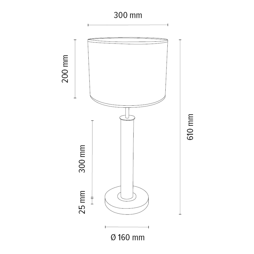 Lampe de table BENITA 1xE27/60W/230V 61 cm blanc/chêne
