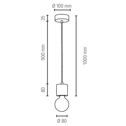 Suspension filaire PINO 1xE27/60W/230V pin - certifié FSC